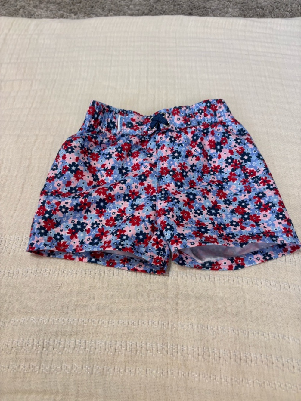 Rugged Butts “red, white, and bloom” 3-6 months swim trunks
